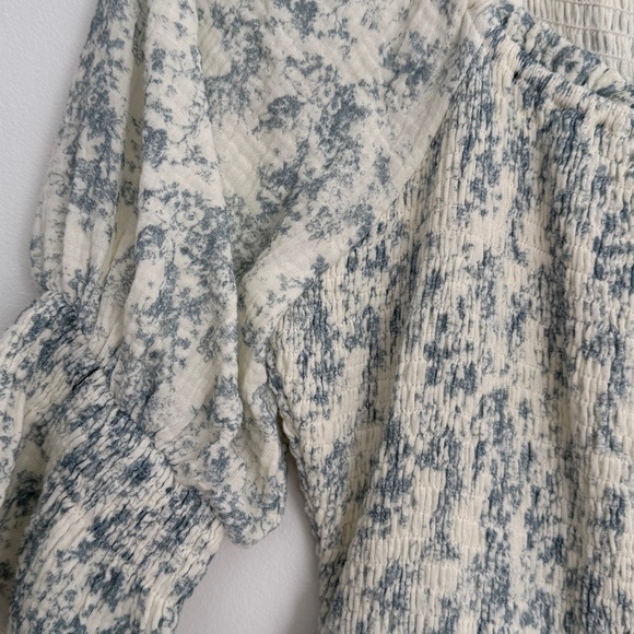 Worth Collective Cream and Blue Floral Smocked Midi Dress - Picture 5 of 5